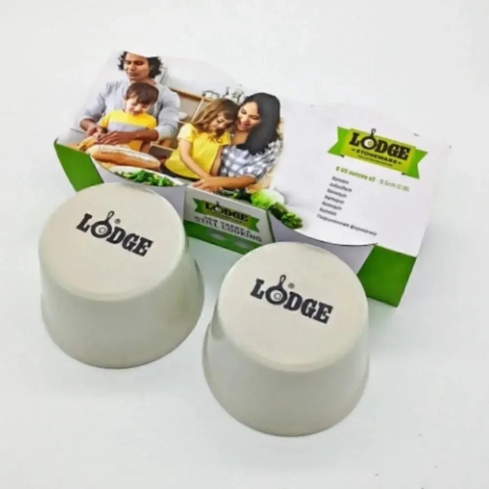 Lodge Stoneware Baking and Serving Ramekin Cups 2 White 6 Oz.